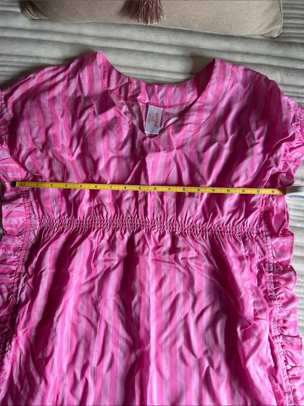 Girls 14 Pink Striped Swim Dress